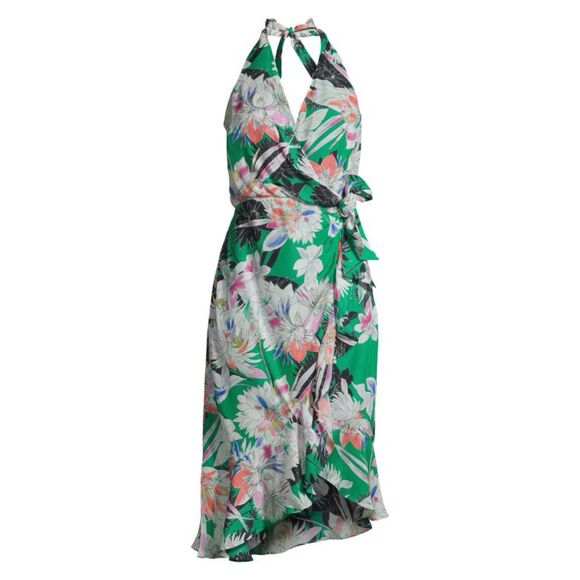 Parker Addie Emerald Floral Silk-Blend Wrap Dress - Picture 3 of 11